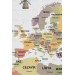 Türkçe Dünya Haritası Ülke Bayrak Ve Başkentli Kanvas Tablo 1934 Karışık 150 X 85