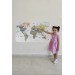Türkçe Eğitici Ülke Ve Başkent Detaylı Atlası Dünya Haritası Duvar Sticker Karışık Tek Ebat