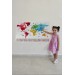 Türkçe Ülke Bayrak Lı Eğitici Başkent Detaylı Atlası Dünya Haritası Duvar Sticker  Karışık 