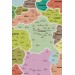 Türkiye Haritası Kanvas Tablo İl Ve İlçeli Ayrıntılı Eğitici-Öğretici Komşulu Dekoratif Tablo 3012 Karışık 150 X 85
