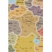 Türkiye Haritası Kanvas Tablo İl Ve İlçeli Ayrıntılı Eğitici-Öğretici Komşulu Dekoratif Tablo 3014 Karışık 125 X 70