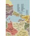 Türkiye Haritası Kanvas Tablo İl Ve İlçeli Ayrıntılı Eğitici-Öğretici Komşulu Dekoratif Tablo 3014 Karışık 150 X 85