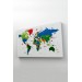 Ünlü Yerler Sembollü Kanvas Dünya Haritası 1002 Karışık 125 X 70
