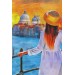 Venedik Kanalını İzleyen Kız Yağlıboya Görünüm Dekoratif Kanvas Duvar Tablosu Karışık 125 X 70