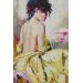 Yalnız Kadın Pastelboya Görünüm Dekoratif Kanvas Duvar Tablosu Karışık 150 X 85