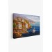 Yunanistan Harbor View Manzaralı Yağlıboya Görünüm Dekoratif Kanvas Duvar Tablosu Karışık 150 X 85