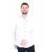 Cengiz İnler Yaka Düğmeli Pamuk Saten Slim Fit Düz Erkek Gömlek