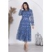 Neşeli Butik Kadın Astarlı Etnik Desenli Şifon Elbise Rsnb002 - Mavi 