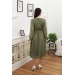 Neşeli Butik Kadın Bağlama Detaylı Dantel Elbise Rssn619 - Haki 