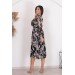 Neşeli Butik Kadın Bağlama Detaylı Kruvaze Yaka Desenli Şifon Elbise Rssn03 