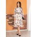 Neşeli Butik Kadın Bej Gömlek Yaka Kemerli Çiçek Desenli Şifon Elbise Ry0031 