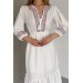 Neşeli Butik Kadın Beyaz Nakış Detaylı Astarlı Keten Elbise Nbk2014 