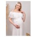 Neşeli Butik Kadın Beyaz Yeni Sezon Carmen Yaka Şifon Hamile Elbisesi Hml8060 