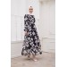 Neşeli Butik Kadın Çiçek Desenli Ithal Kumaş Tesettür Elbise Sms018 