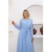 Neşeli Butik Kadın Desenli Düğme Detaylı Kuşaklı Şifon Elbise Rssn48 