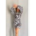Neşeli Butik Kadın Desenli Mini Boy Kuşaklı Saten Elbise Nbkklf20211 