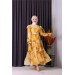 Neşeli Butik Kadın Ihtal Kumaş Kemerli Şifon Elbise Sms004 - Sarı 