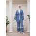 Neşeli Butik Kadın Ithal Kumaş Tesettür Kimono Takım Sms020 - Mavi 