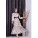 Neşeli Butik Kadın Kemerli Yazlık Çiçek Desenli Tesettür Elbise Sms010 