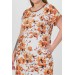 Neşeli Butik Kadın Kiremit Çiçek Desenli Yazlık Cep Detaylı Büyük Beden Elbise Aysl35 
