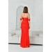 Neşeli Butik Kadın Kırmızı Detaylı Pulpayet Abiye Elbise Nbs002 