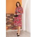 Neşeli Butik Kadın Kırmızı Kemerli Çiçek Desenli Şifon Elbise Ry0031 