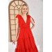 Neşeli Butik Kadın Kırmızı Korsajlı V Yaka Tül Abiye Elbise Nbs9271 
