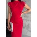 Neşeli Butik Kadın Kırmızı Skuba Krep Vatkalı Elbise Nbk2081 