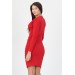 Neşeli Butik Kadın Kırmızı V-Yaka Yanları Büzgülü Yeni Sezon Mini Elbise Shnz25 