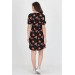 Neşeli Butik Kadın Kruvaze Yaka Çiçek Desenli Örme Krep Mini Elbise Nb10022 