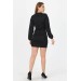 Neşeli Butik Kadın Kruvaze Yaka Önden Büzgülü Mini Örme Elbise Mstx03 