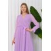 Neşeli Butik Kadın Kuşaklı Uzun Şifon Elbise Nb003 - Lila 
