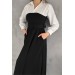Neşeli Butik Kadın Likralı Gömlek Detaylı Kemerli Midi Elbise Nbk2078 