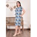 Neşeli Butik Kadın Mavi Desenli Büyük Beden Elbise Aysl68 