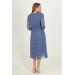 Neşeli Butik Kadın Mavi Desenli Düğme Detaylı V-Yaka Şifon Elbise Rssn10 