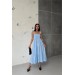 Neşeli Butik Kadın Mavi Gipeli Askılı Poplin Elbise Nbg012 