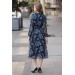 Neşeli Butik Kadın Mavi Kuşaklı Yakası Bağlama Detaylı Astarlı Şifon Elbise Rssn28 