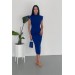Neşeli Butik Kadın Mavi Skuba Krep Vatkalı Elbise Nbk2081 