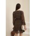 Neşeli Butik Kadın Omuz Detaylı Mini Şifon Elbise Rssn40 - Kahve 