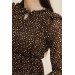 Neşeli Butik Kadın Omuz Detaylı Mini Şifon Elbise Rssn40 - Kahve 