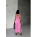Neşeli Butik Kadın Pembe Gipeli Askılı Poplin Elbise Nbg012 