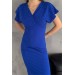 Neşeli Butik Kadın Saks Mavisi Inci Detaylı Likralı Kalem Elbise Nbk2100 