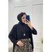 Neşeli Butik Kadın Sandy Kumaş Pelerinli Tesettür Elbise Sms032 - Siyah 