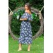 Neşeli Butik Kadın Siyah Carmen Yaka Çiçekli Yazlık Şifon Elbise Nb10037 