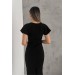 Neşeli Butik Kadın Siyah Inci Detaylı Likralı Kalem Elbise Nbk2100 