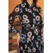 Neşeli Butik Kadın Siyah Kemerli Gömlek Yaka Şifon Elbise Ry0031 
