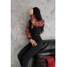 Neşeli Butik Kadın Siyah Kemerli Kolları Nakışlı Likralı Tulum Nbk2069 