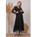 Neşeli Butik Kadın Siyah Kruvaze Yaka Baby Shower Şifon Hamile Elbise Hml003 