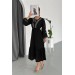 Neşeli Butik Kadın Siyah Nakış Detaylı Yazlık Keten Elbise Rbk2073 