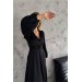 Neşeli Butik Kadın Siyah Omuz Detaylı Saten Elbise Nbkklf2002 